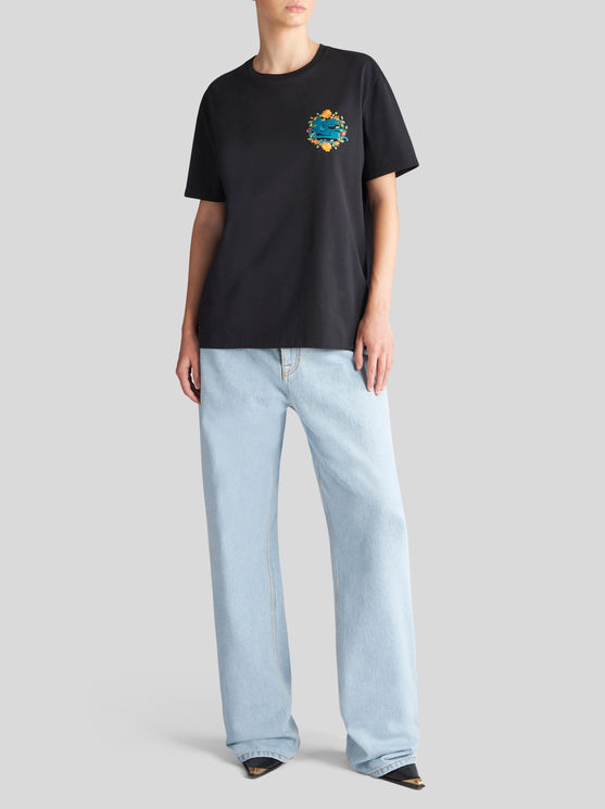 Shop Etro T-shirt With Embroidery In Black