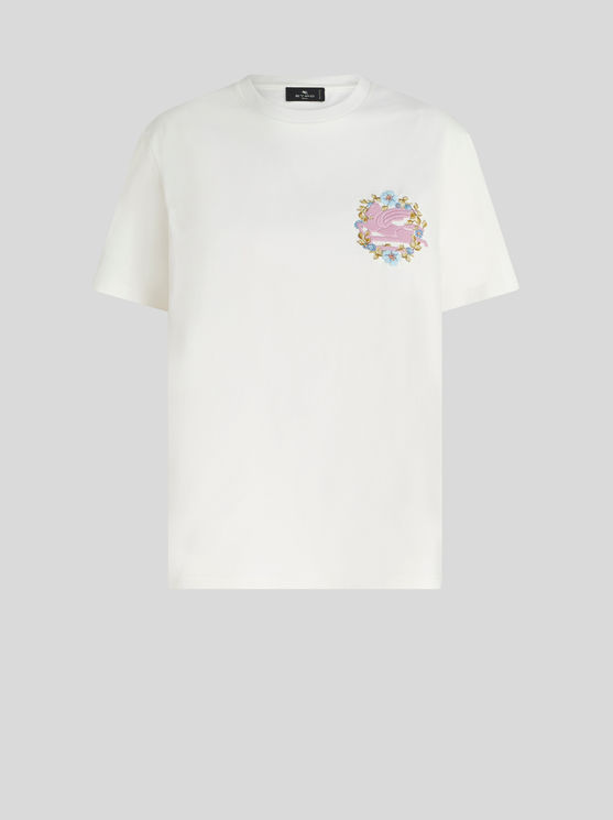 Shop Etro T-shirt With Embroidery In White