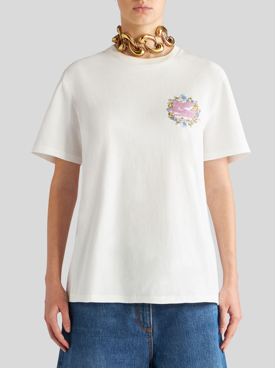 Shop Etro T-shirt With Embroidery In White