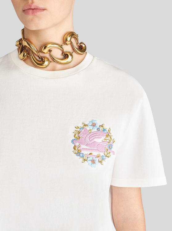 Shop Etro T-shirt With Embroidery In White