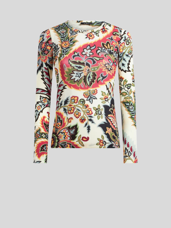 Shop Etro Paisley Jersey Top In Beige