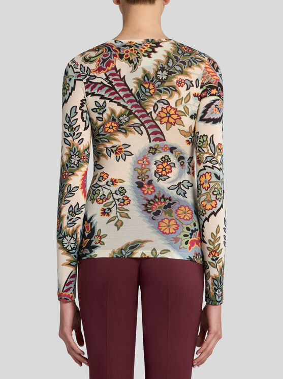 Shop Etro Paisley Jersey Top In Beige