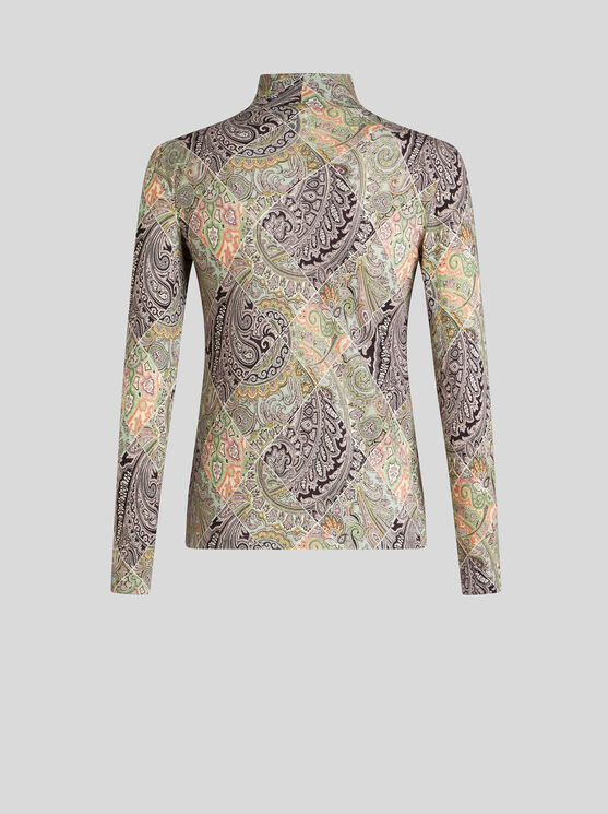 Shop Etro Wool Jersey Top With Print In White