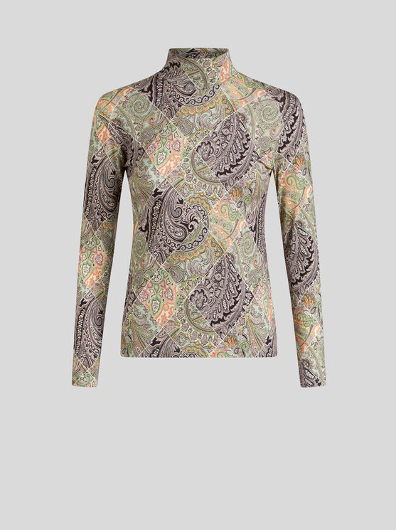 Shop Etro Wool Jersey Top With Print In White