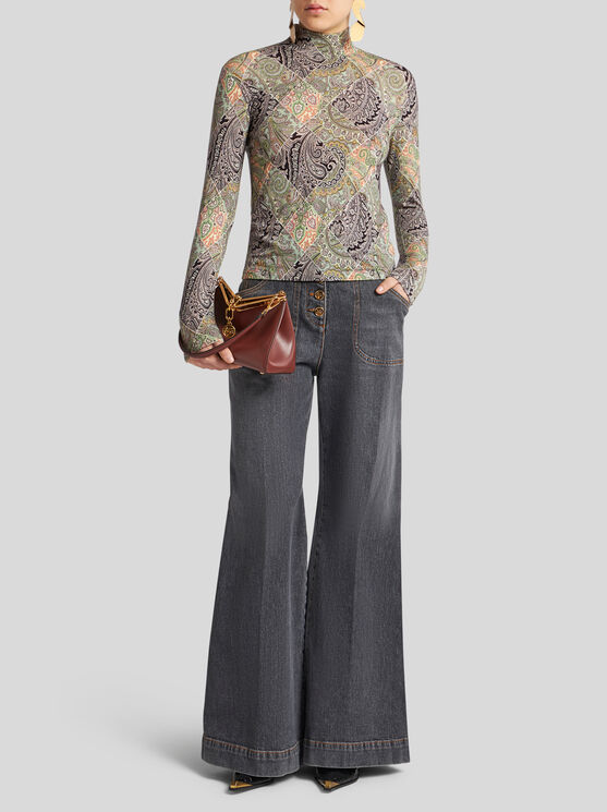 Shop Etro Wool Jersey Top With Print In White