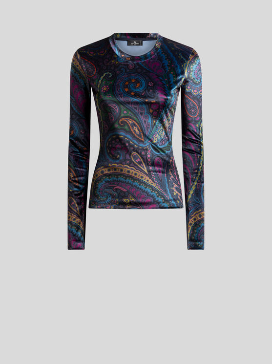 Etro Women Blue Polyester Blend Top In Blue