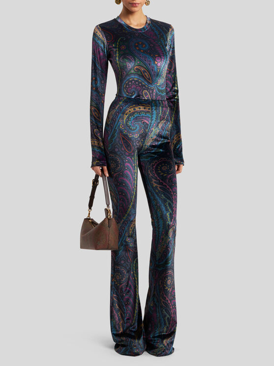 Etro Women Blue Polyester Blend Top In Blue