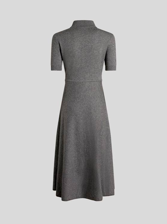 Shop Etro Knit Fabric And Silk Polo Dress In Dark Green