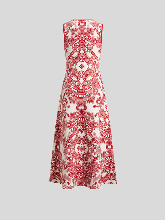Etro , Sleeveless Dress With Lace Motif, Woman, Burgundy, Size 46 In Burgundy