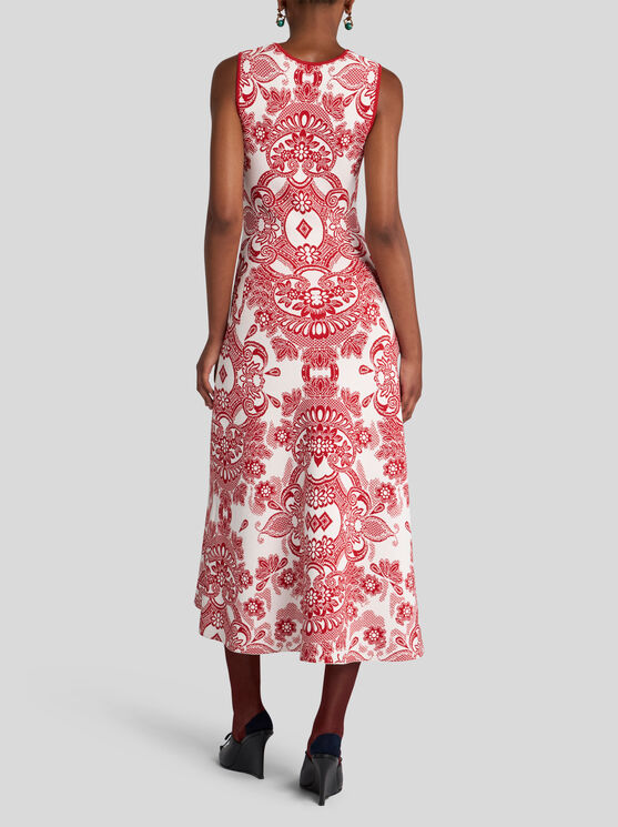Etro , Sleeveless Dress With Lace Motif, Woman, Burgundy, Size 46 In Burgundy