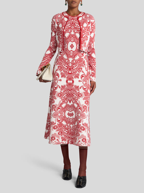 Etro , Sleeveless Dress With Lace Motif, Woman, Burgundy, Size 46 In Burgundy
