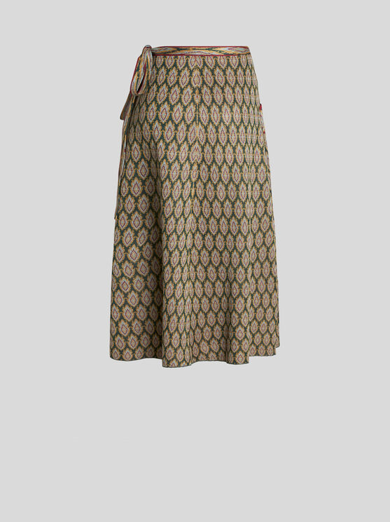 Shop Etro Knit Jacquard Skirt In Green