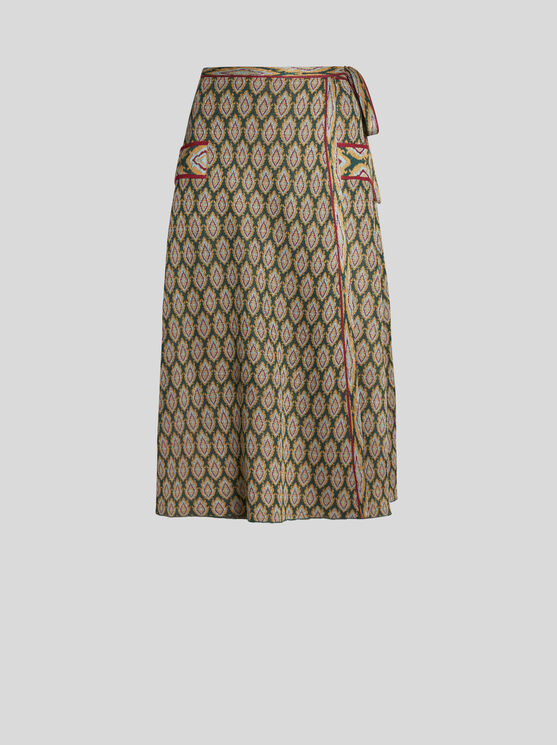 Shop Etro Knit Jacquard Skirt In Green