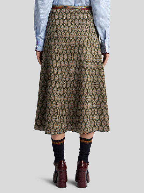 Shop Etro Knit Jacquard Skirt In Green