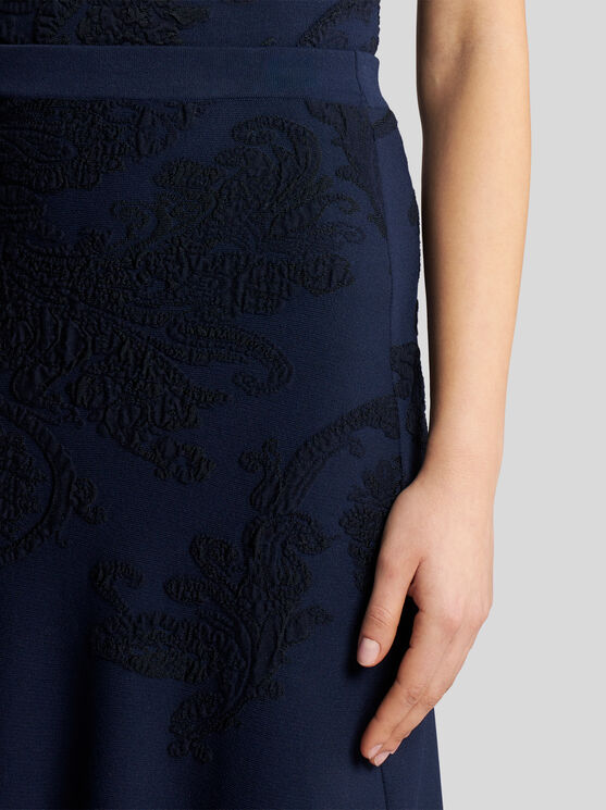 Shop Etro Cotton Jacquard Midi Skirt In Navy Blue