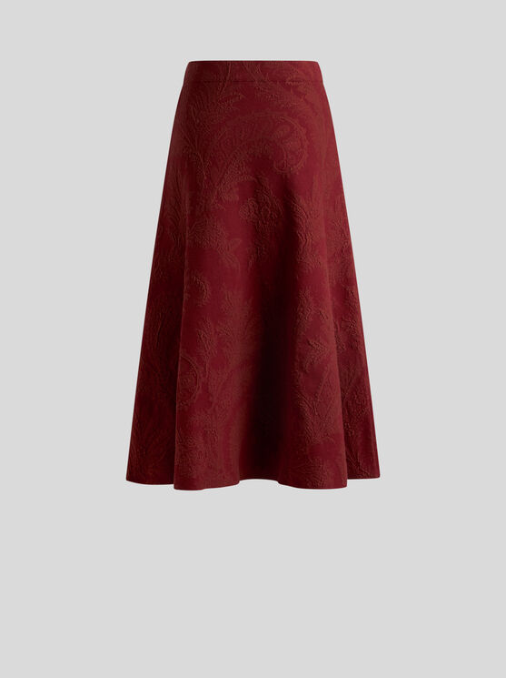 Etro Paisley-jacquard Midi Skirt In Red