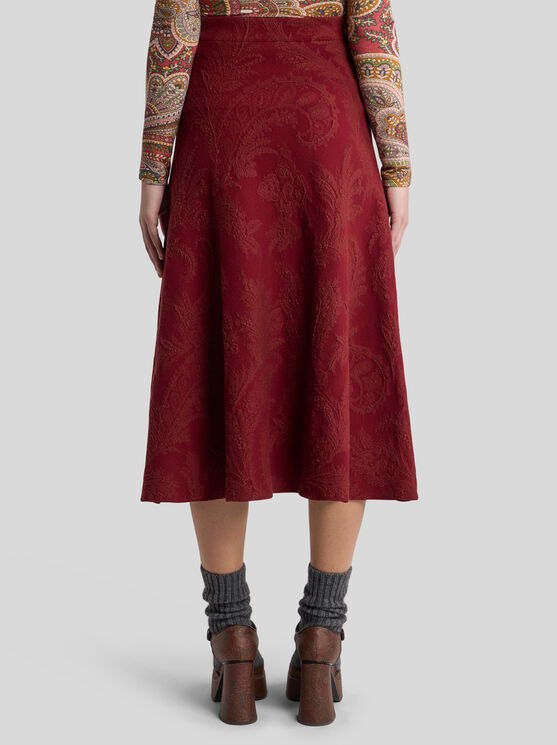Etro Paisley-jacquard Midi Skirt In Red