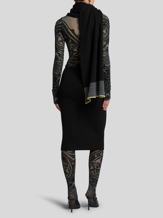 Shop Etro Rib-knit Dress In Schwarz