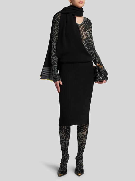 Shop Etro Rib-knit Dress In Schwarz