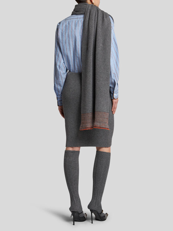 Shop Etro Rib-knit Dress In Grey