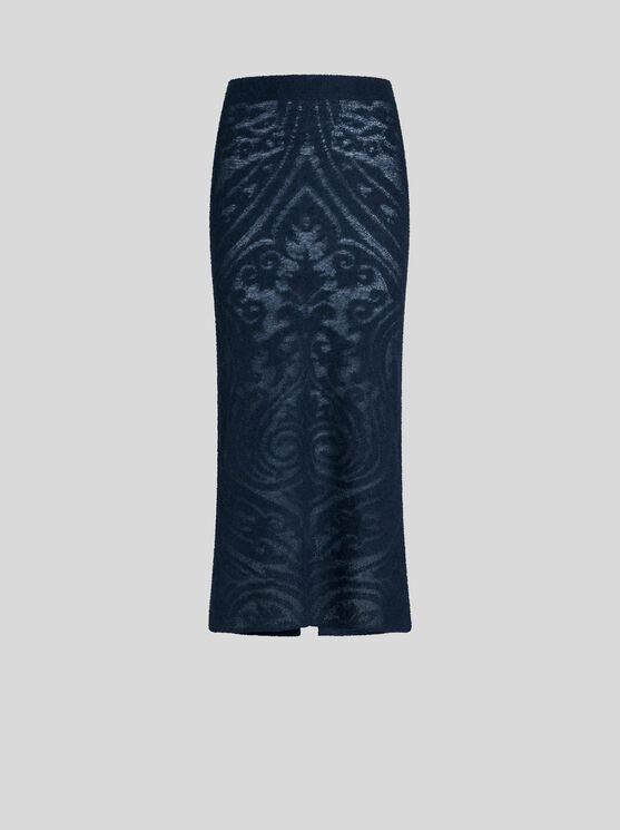 Etro Knitted Jacquard Midi Skirt In Schwarz