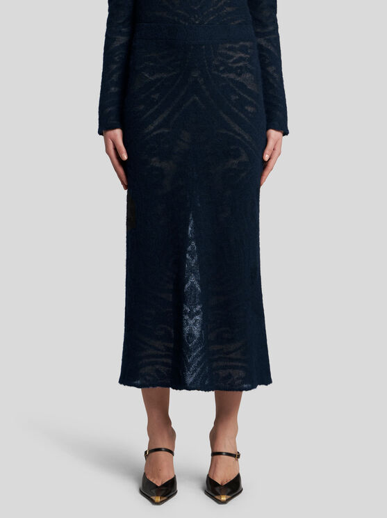 Etro Knitted Jacquard Midi Skirt In Schwarz