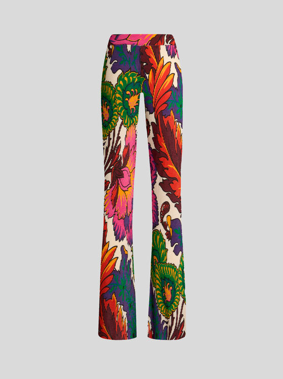 Etro Trousers With Multicoloured Floral Print In Multicolour