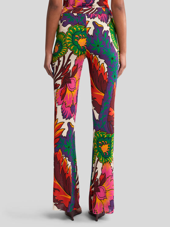 Etro Trousers With Multicoloured Floral Print In Multicolour