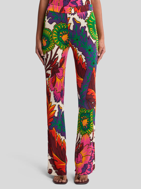 Etro Trousers With Multicoloured Floral Print In Multicolour
