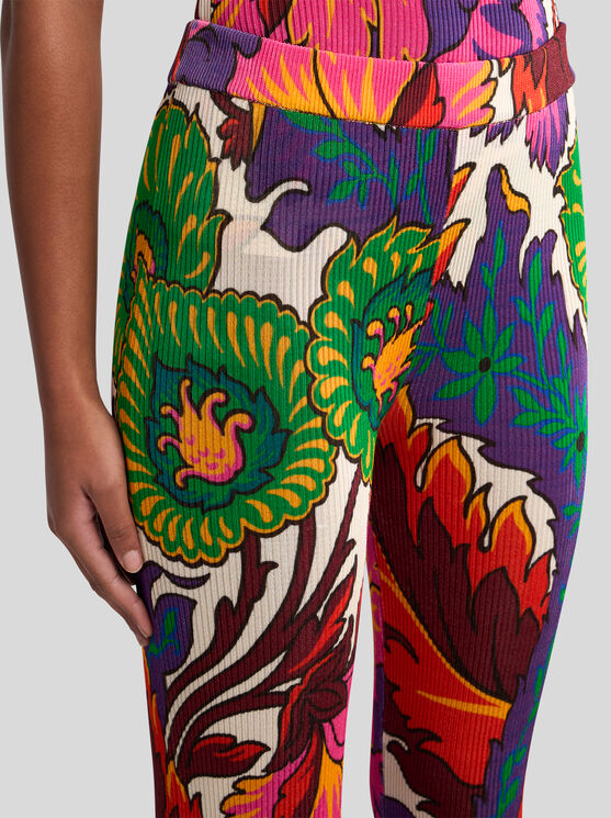 Etro Trousers With Multicoloured Floral Print In Multicolour