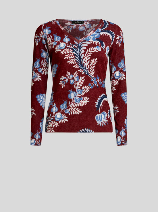 Shop Etro Pullover Mit Druck In Bordeaux