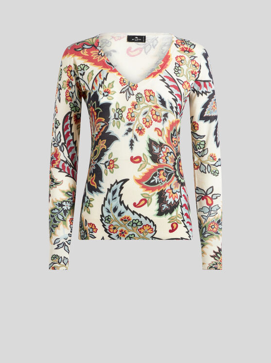 ETRO PAISLEY SILK AND CASHMERE SWEATER 