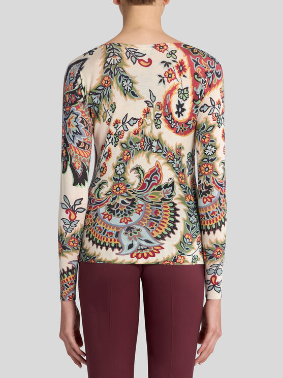 ETRO PAISLEY SILK AND CASHMERE SWEATER 