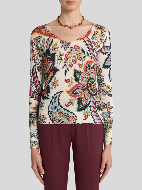 ETRO PAISLEY SILK AND CASHMERE SWEATER 