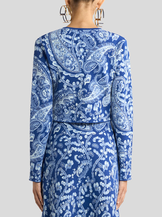 Etro , Jacquard Cropped Cardigan With Floral Paisley Motif, Woman, Size 50