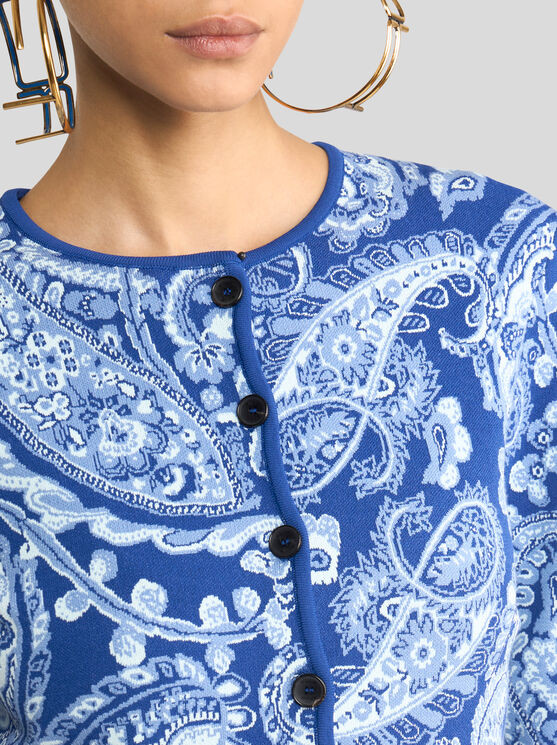 Etro , Jacquard Cropped Cardigan With Floral Paisley Motif, Woman, Size 50
