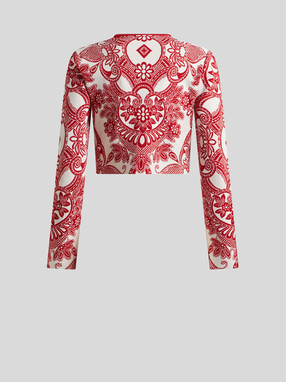 Etro Two-tone Cropped Cardigan In Burgundy