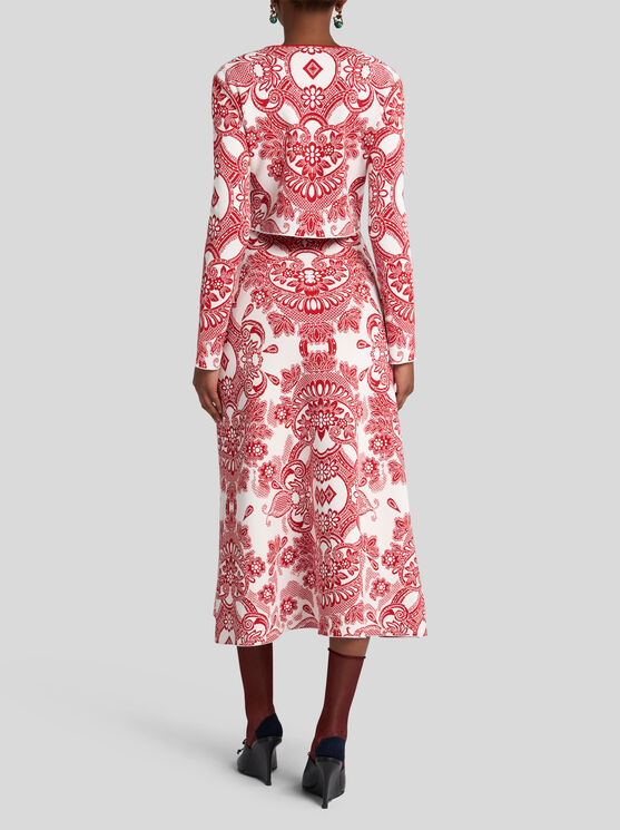 Etro Two-tone Cropped Cardigan In Burgundy