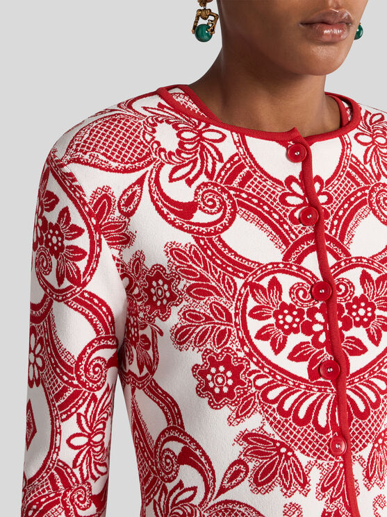 Etro Two-tone Cropped Cardigan In Burgundy