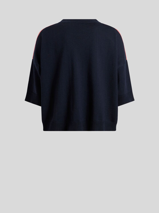 Shop Etro Knit Fabric And Silk T-shirt In Navy Blue