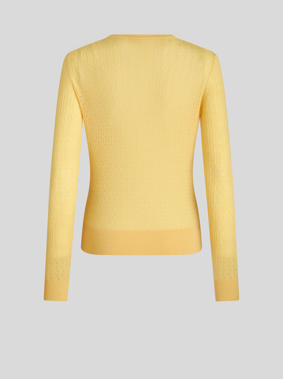 Shop Etro Cable-knit Wool Cardigan In Yellow