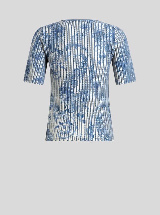 Shop Etro Printed Knit T-shirt In Light Blue