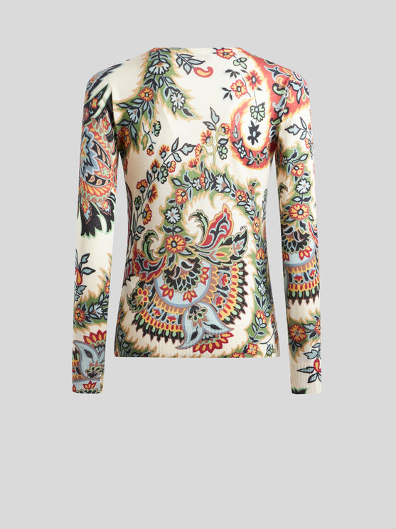 Shop Etro Paisley Silk And Cashmere Sweater In Beige