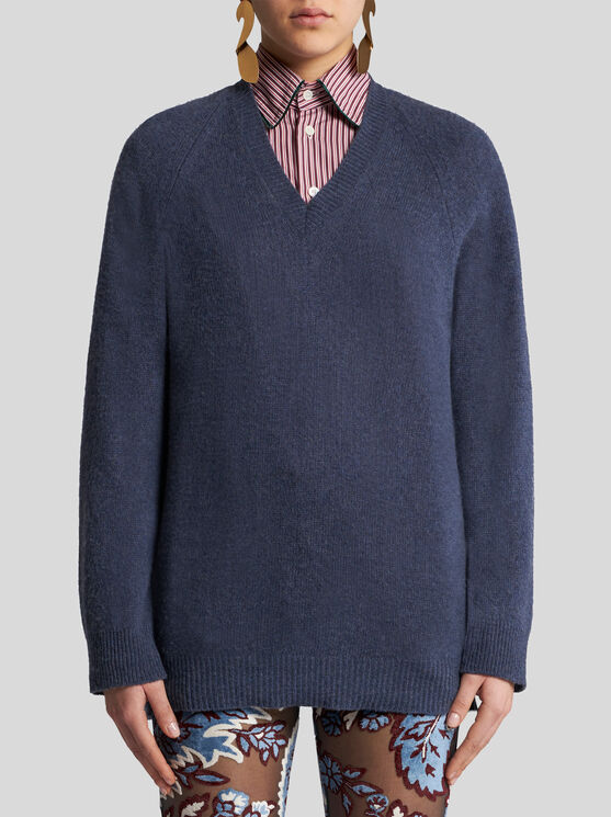 Shop Etro Cashmere Sweater In Navy Blue