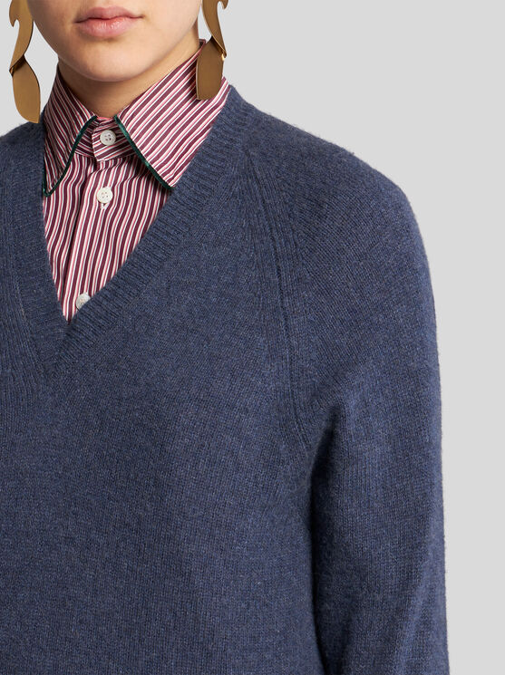 Shop Etro Cashmere Sweater In Navy Blue