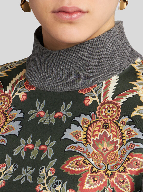 Shop Etro Sweater With Paisley Print In Dark Green