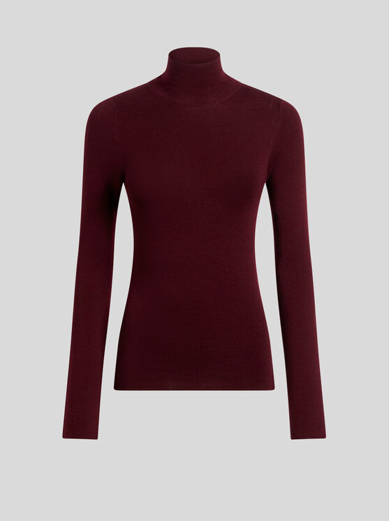 Shop Etro Wool Turtleneck Sweater In Burgundy