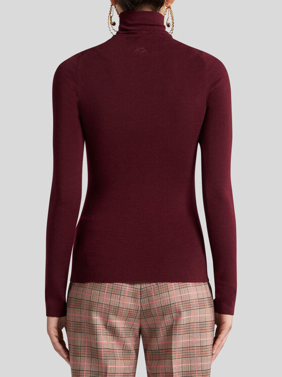 Shop Etro Wool Turtleneck Sweater In Burgundy