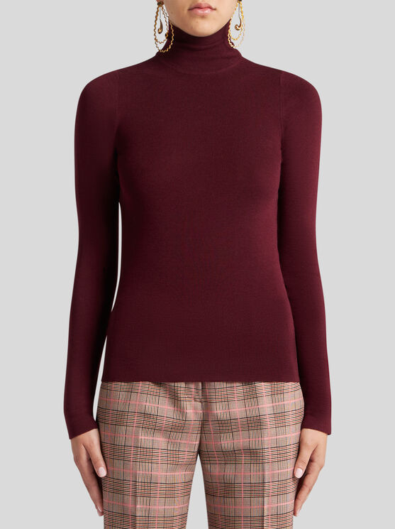 Shop Etro Wool Turtleneck Sweater In Burgundy