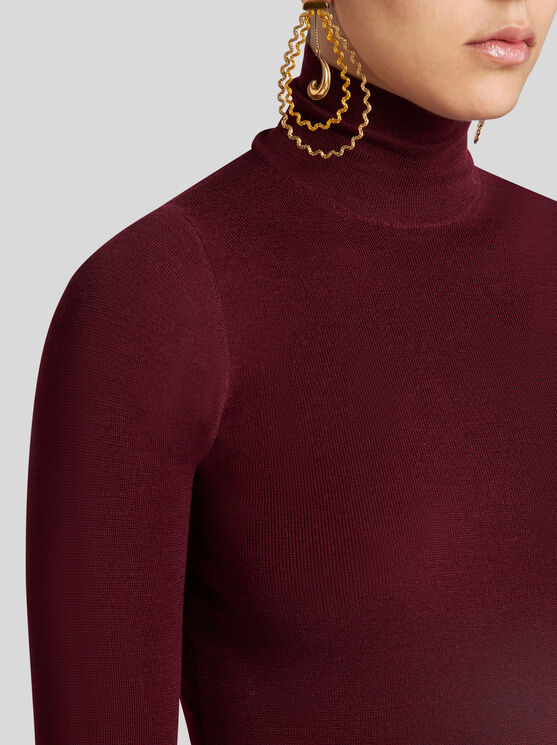 Shop Etro Wool Turtleneck Sweater In Burgundy